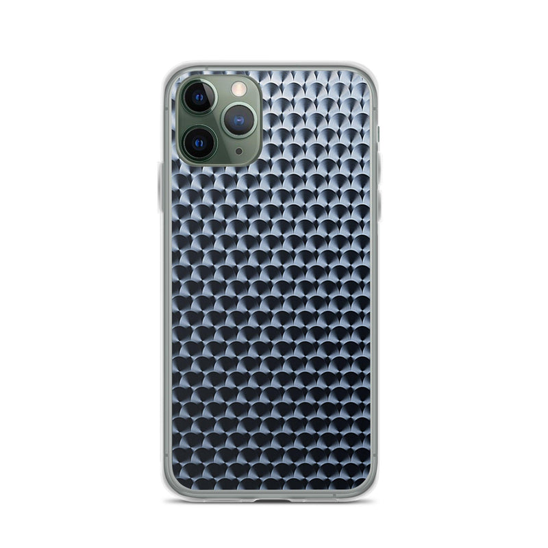 Load image into Gallery viewer, Dark Brushed Metal Circular Pattern Industrial Grid Style Flexible Clear iPhone Case Bump Resistant Corners CREATIVETECH