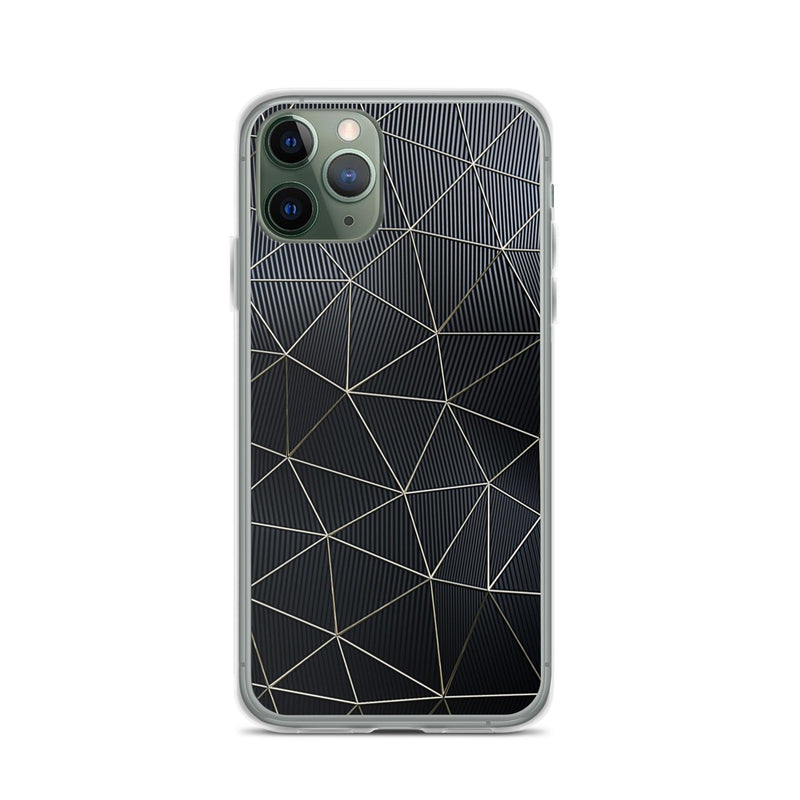 Load image into Gallery viewer, Carbon Fiber Golden Lined Style Flexible Clear iPhone Case Bump Resistant Corners CREATIVETECH
