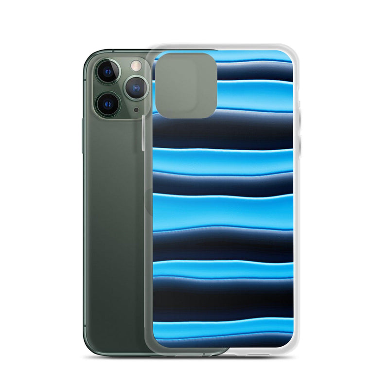 Load image into Gallery viewer, Black Blue Blob Striped Style Flexible Clear iPhone Case Bump Resistant Corners CREATIVETECH