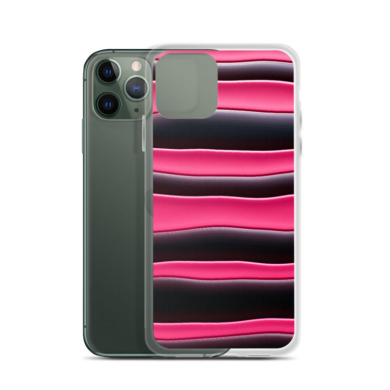 Load image into Gallery viewer, Black Red Pink Blob Striped Style Flexible Clear iPhone Case Bump Resistant Corners CREATIVETECH