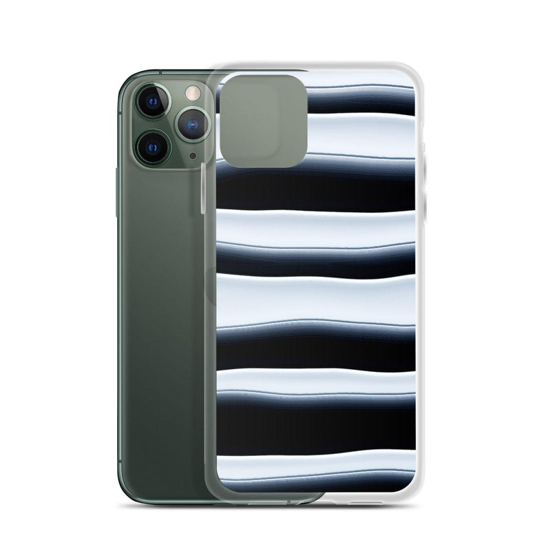 Load image into Gallery viewer, Black White Blob Squishy Style Striped Flexible Clear iPhone Case Bump Resistant Corners CREATIVETECH