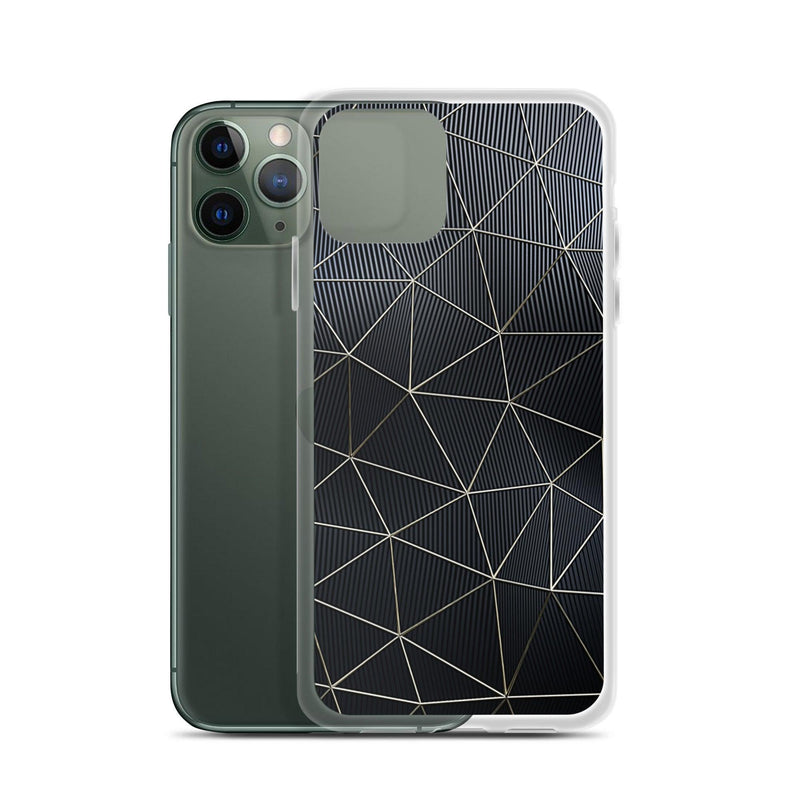 Load image into Gallery viewer, Carbon Fiber Golden Lined Style Flexible Clear iPhone Case Bump Resistant Corners CREATIVETECH