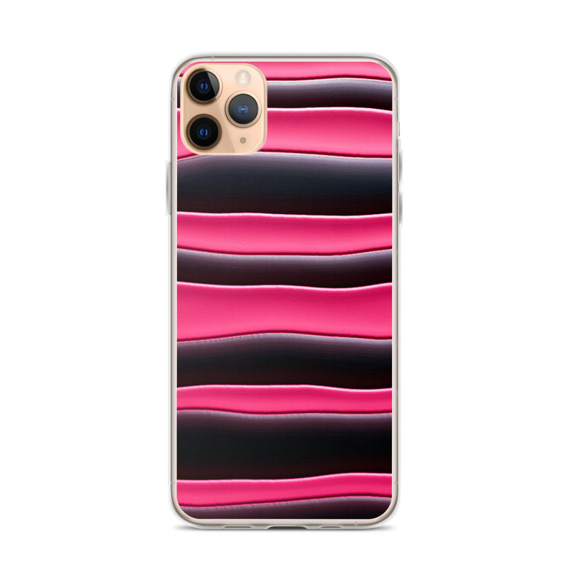 Load image into Gallery viewer, Black Red Pink Blob Striped Style Flexible Clear iPhone Case Bump Resistant Corners CREATIVETECH