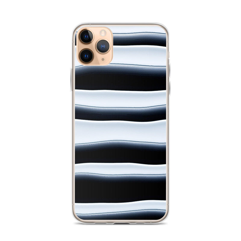 Load image into Gallery viewer, Black White Blob Squishy Style Striped Flexible Clear iPhone Case Bump Resistant Corners CREATIVETECH