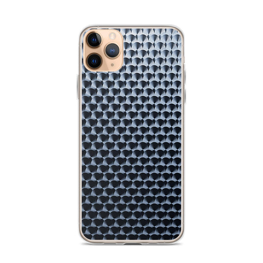 Dark Brushed Metal Circular Pattern Industrial Grid Style Flexible Clear iPhone Case Bump Resistant Corners CREATIVETECH
