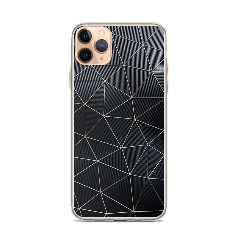 Load image into Gallery viewer, Carbon Fiber Golden Lined Style Flexible Clear iPhone Case Bump Resistant Corners CREATIVETECH
