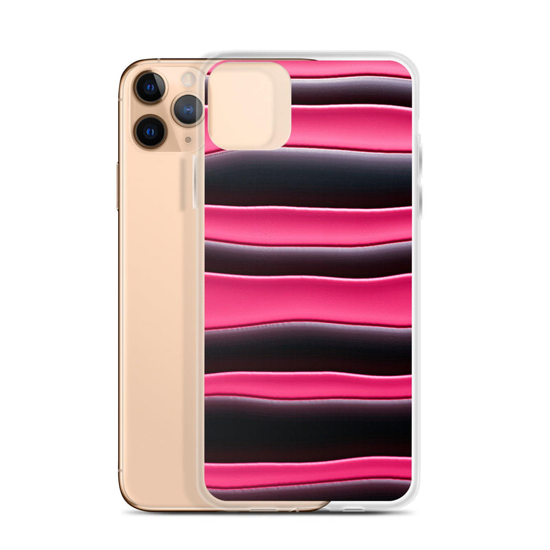 Load image into Gallery viewer, Black Red Pink Blob Striped Style Flexible Clear iPhone Case Bump Resistant Corners CREATIVETECH