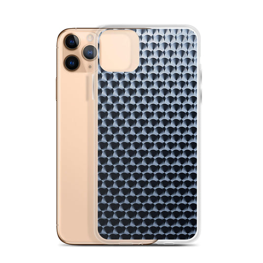 Dark Brushed Metal Circular Pattern Industrial Grid Style Flexible Clear iPhone Case Bump Resistant Corners CREATIVETECH