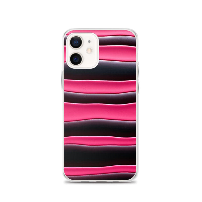 Load image into Gallery viewer, Black Red Pink Blob Striped Style Flexible Clear iPhone Case Bump Resistant Corners CREATIVETECH