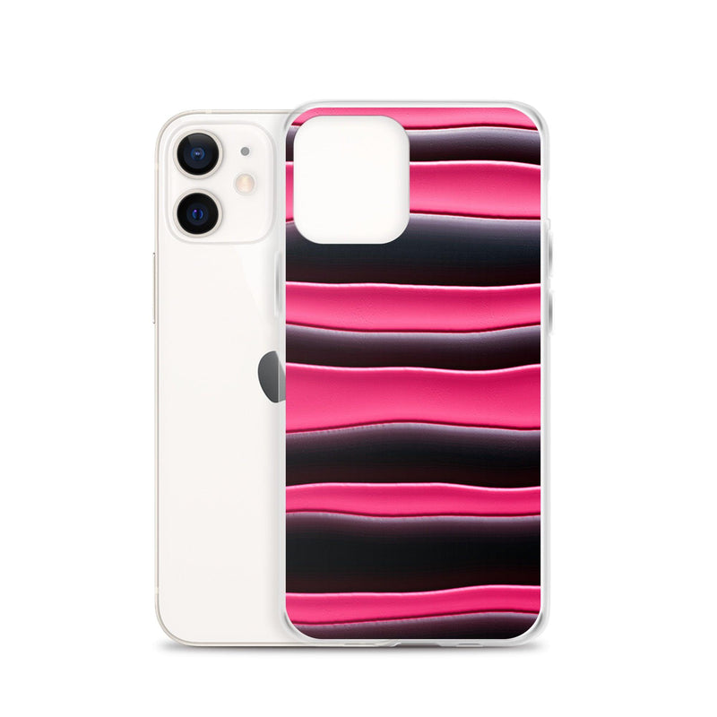 Load image into Gallery viewer, Black Red Pink Blob Striped Style Flexible Clear iPhone Case Bump Resistant Corners CREATIVETECH