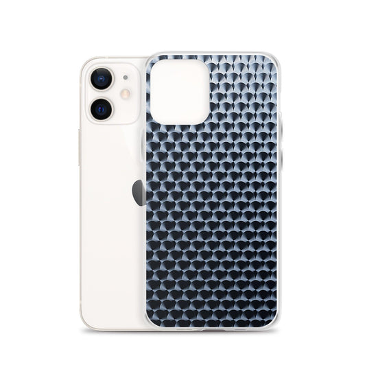 Dark Brushed Metal Circular Pattern Industrial Grid Style Flexible Clear iPhone Case Bump Resistant Corners CREATIVETECH