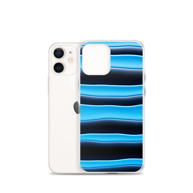 Load image into Gallery viewer, Black Blue Blob Striped Style Flexible Clear iPhone Case Bump Resistant Corners CREATIVETECH