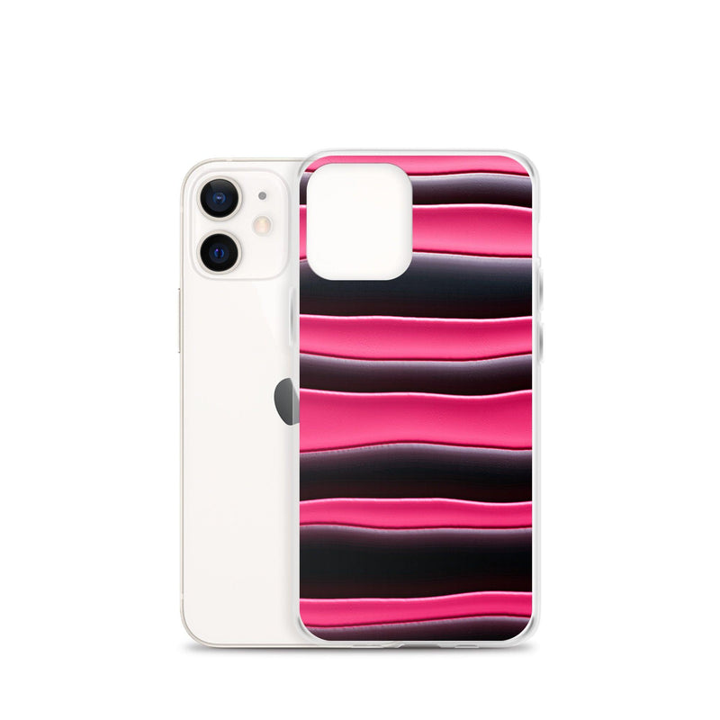 Load image into Gallery viewer, Black Red Pink Blob Striped Style Flexible Clear iPhone Case Bump Resistant Corners CREATIVETECH