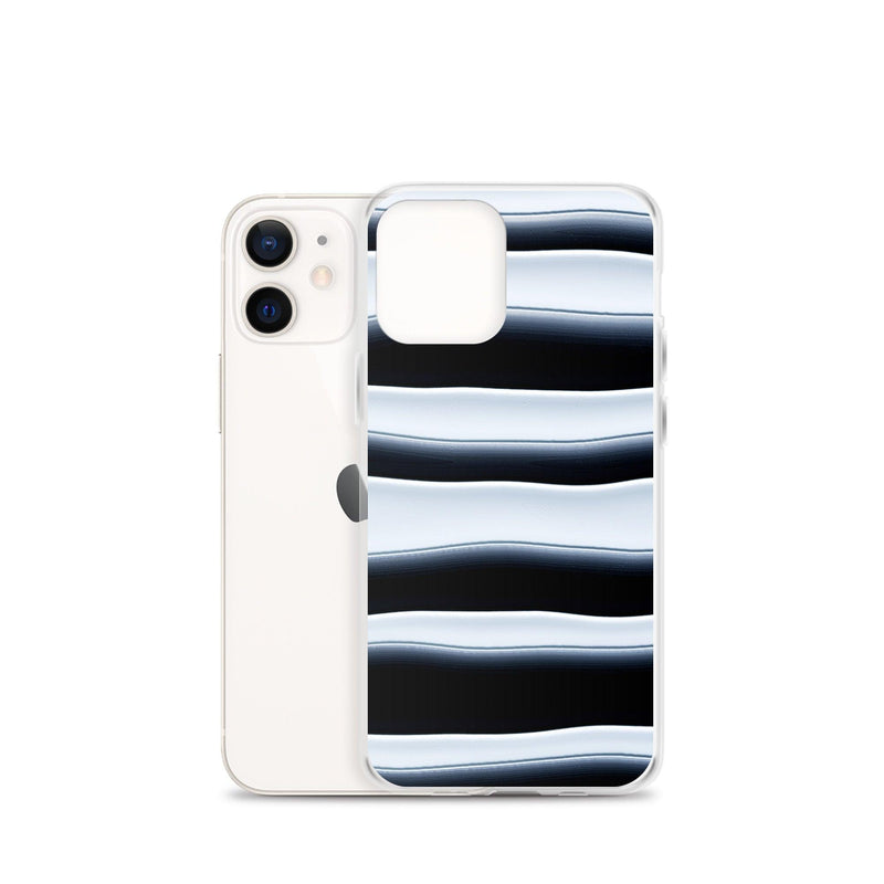 Load image into Gallery viewer, Black White Blob Squishy Style Striped Flexible Clear iPhone Case Bump Resistant Corners CREATIVETECH
