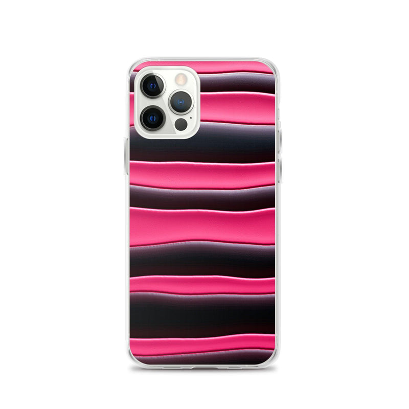 Load image into Gallery viewer, Black Red Pink Blob Striped Style Flexible Clear iPhone Case Bump Resistant Corners CREATIVETECH