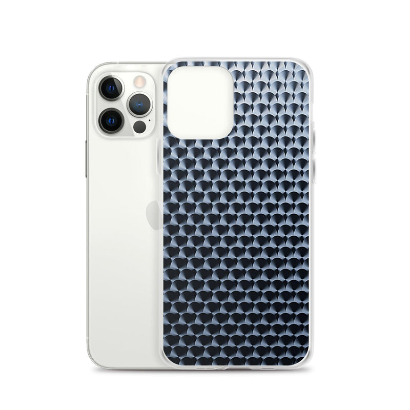 Load image into Gallery viewer, Dark Brushed Metal Circular Pattern Industrial Grid Style Flexible Clear iPhone Case Bump Resistant Corners CREATIVETECH