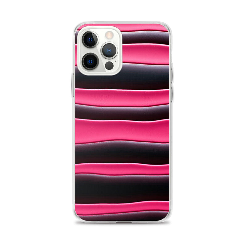 Load image into Gallery viewer, Black Red Pink Blob Striped Style Flexible Clear iPhone Case Bump Resistant Corners CREATIVETECH