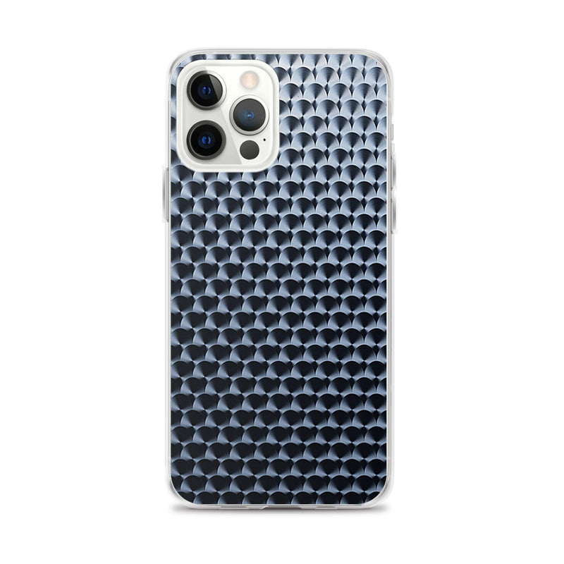 Load image into Gallery viewer, Dark Brushed Metal Circular Pattern Industrial Grid Style Flexible Clear iPhone Case Bump Resistant Corners CREATIVETECH