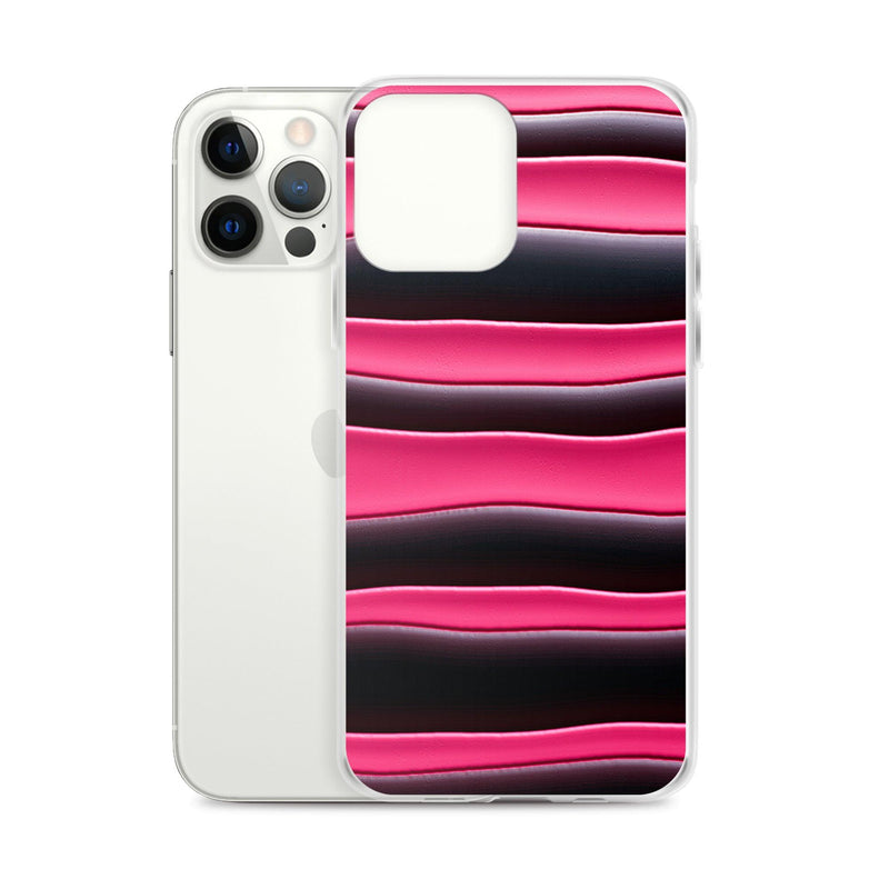 Load image into Gallery viewer, Black Red Pink Blob Striped Style Flexible Clear iPhone Case Bump Resistant Corners CREATIVETECH
