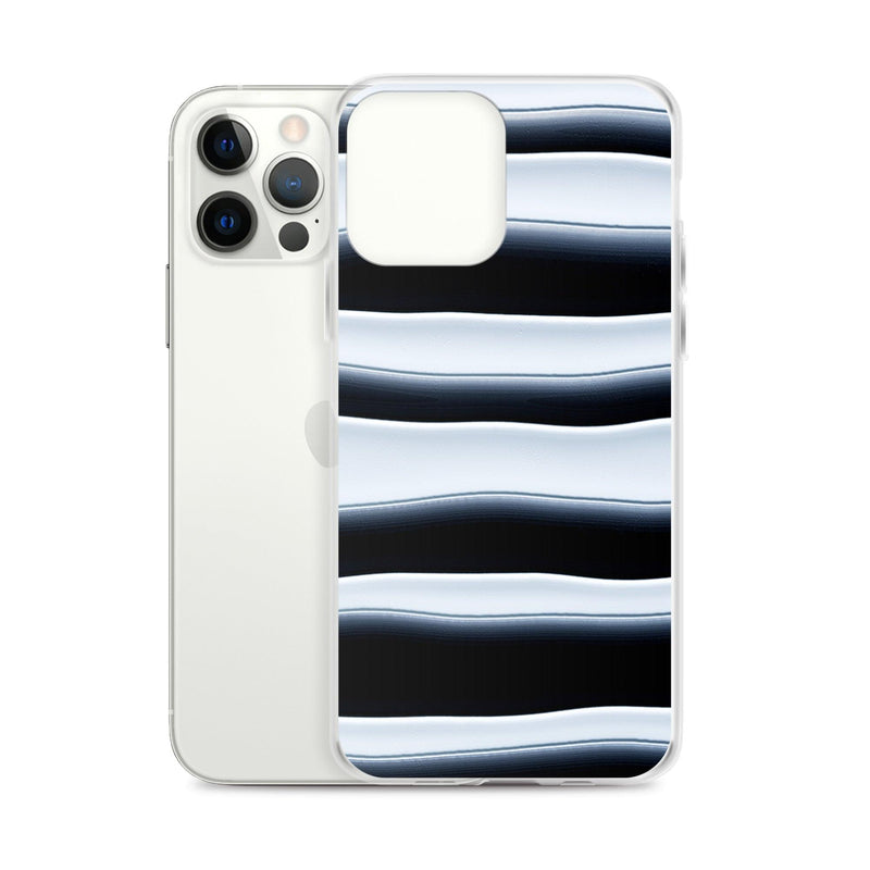 Load image into Gallery viewer, Black White Blob Squishy Style Striped Flexible Clear iPhone Case Bump Resistant Corners CREATIVETECH