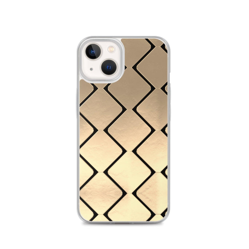 Load image into Gallery viewer, Metal Golden Grid Flexible Clear iPhone Case Bump Resistant Corners CREATIVETECH
