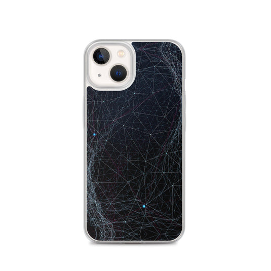 Blue Dark Cyber Polygon Flexible Clear iPhone Case Bump Resistant Corners CREATIVETECH