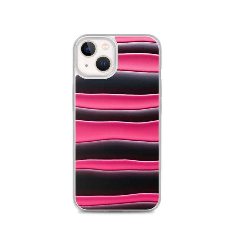 Load image into Gallery viewer, Black Red Pink Blob Striped Style Flexible Clear iPhone Case Bump Resistant Corners CREATIVETECH