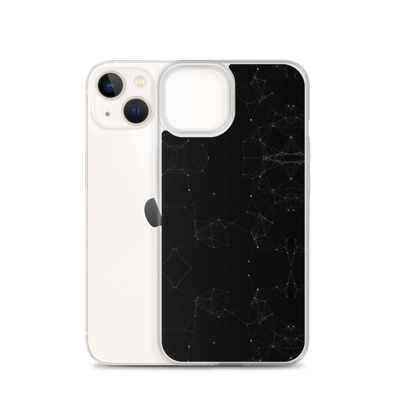 Load image into Gallery viewer, Black and White Cyber Polygon Flexible Clear iPhone Case Bump Resistant Corners CREATIVETECH
