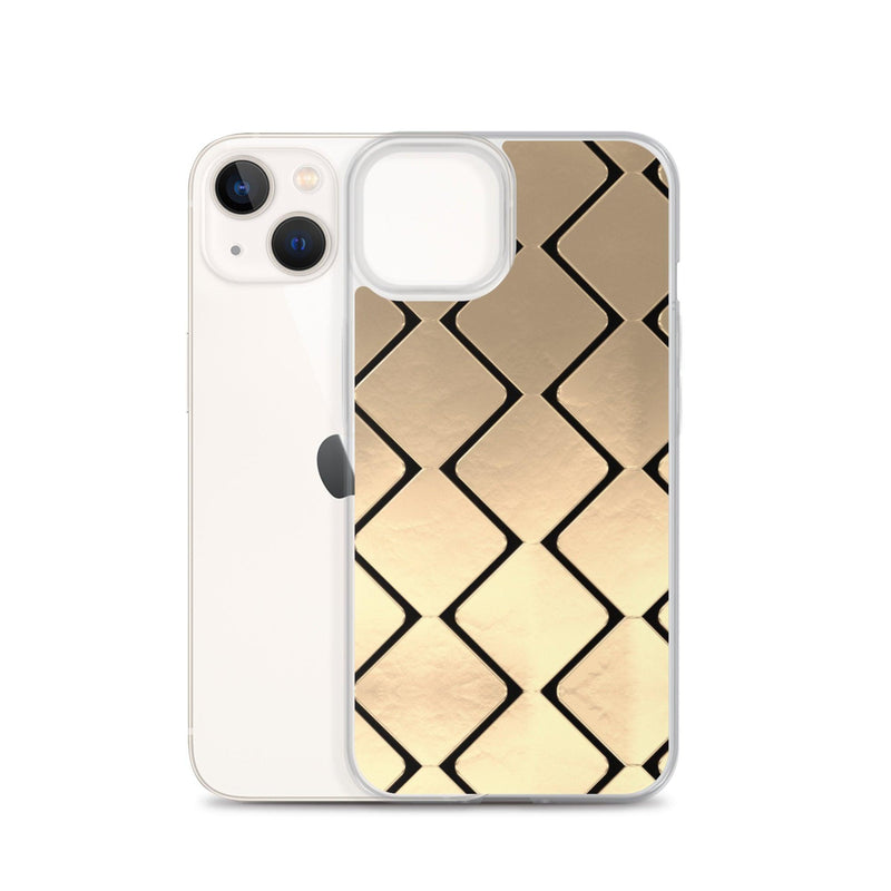 Load image into Gallery viewer, Metal Golden Grid Flexible Clear iPhone Case Bump Resistant Corners CREATIVETECH