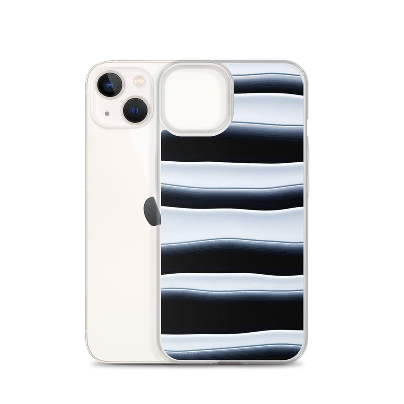 Load image into Gallery viewer, Black White Blob Squishy Style Striped Flexible Clear iPhone Case Bump Resistant Corners CREATIVETECH