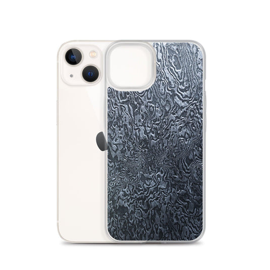 Damascus Steel Industrial Style Dark Grey Black Flexible Clear iPhone Case Bump Resistant Corners CREATIVETECH