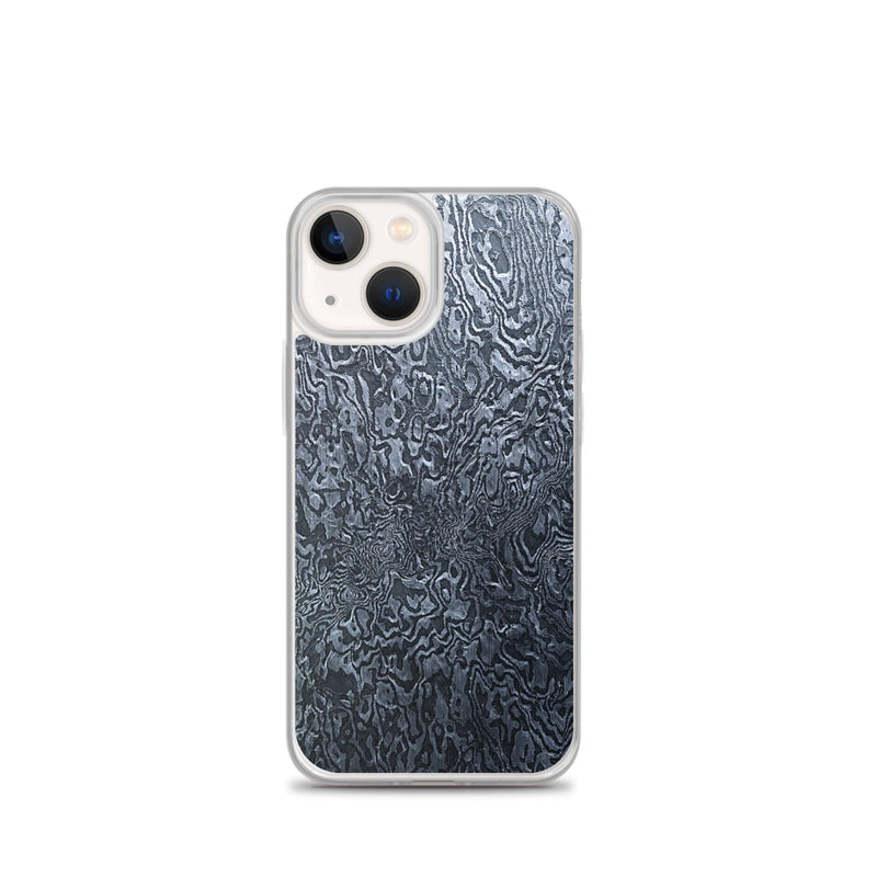 Load image into Gallery viewer, Damascus Steel Industrial Style Dark Grey Black Flexible Clear iPhone Case Bump Resistant Corners CREATIVETECH
