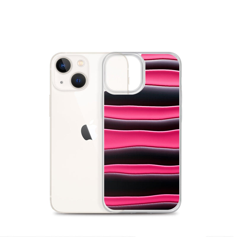 Load image into Gallery viewer, Black Red Pink Blob Striped Style Flexible Clear iPhone Case Bump Resistant Corners CREATIVETECH