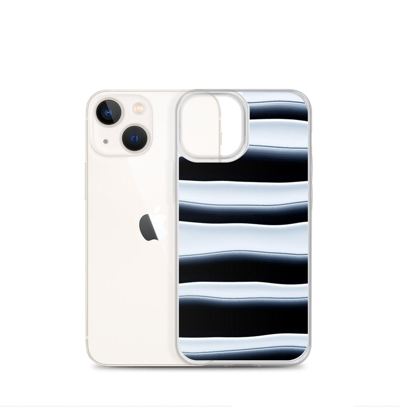Load image into Gallery viewer, Black White Blob Squishy Style Striped Flexible Clear iPhone Case Bump Resistant Corners CREATIVETECH