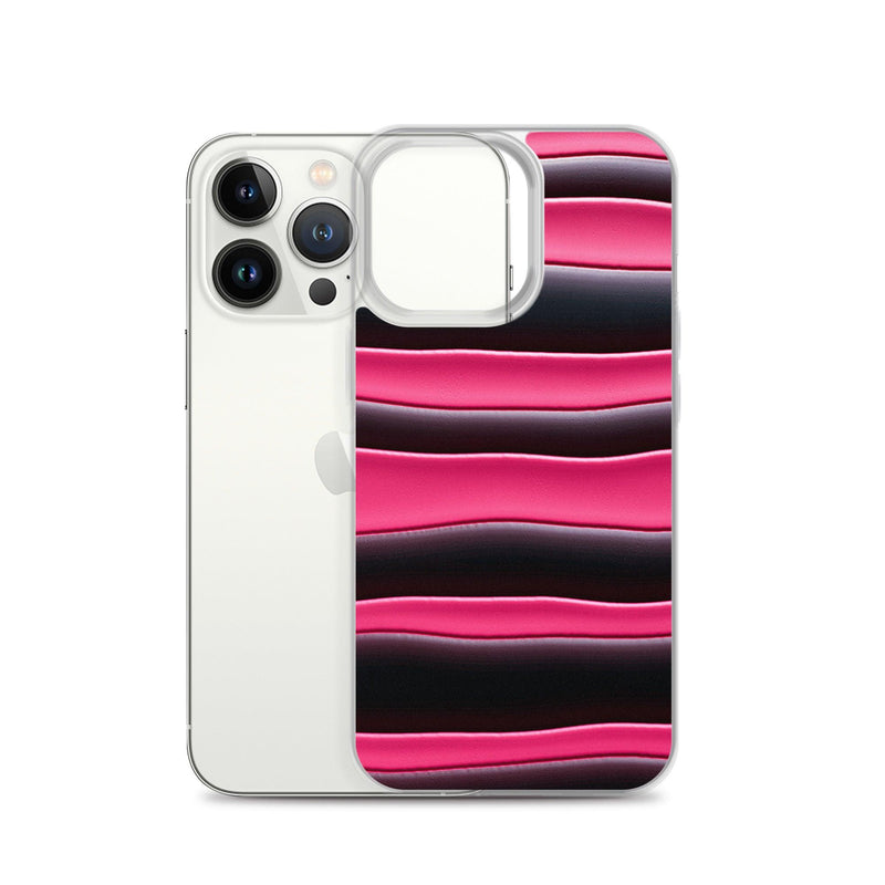 Load image into Gallery viewer, Black Red Pink Blob Striped Style Flexible Clear iPhone Case Bump Resistant Corners CREATIVETECH