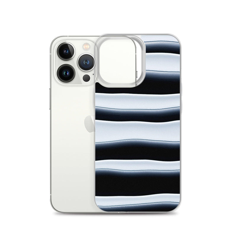 Load image into Gallery viewer, Black White Blob Squishy Style Striped Flexible Clear iPhone Case Bump Resistant Corners CREATIVETECH