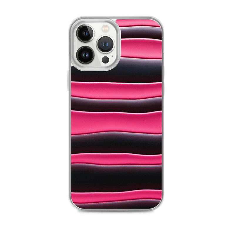 Load image into Gallery viewer, Black Red Pink Blob Striped Style Flexible Clear iPhone Case Bump Resistant Corners CREATIVETECH