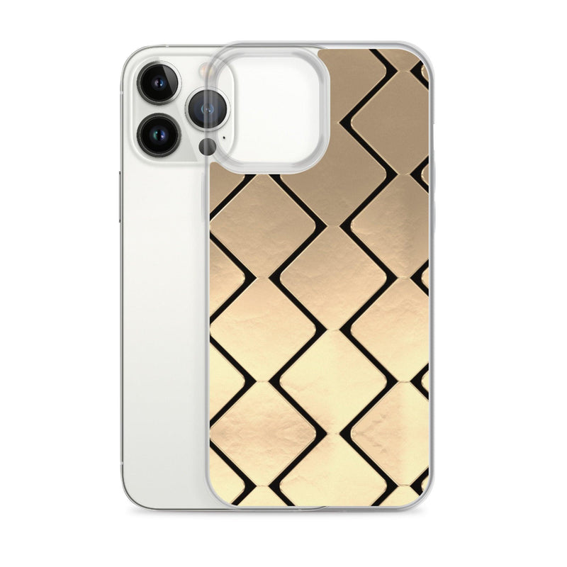 Load image into Gallery viewer, Metal-Like Golden Grid iPhone Case Clear Thin