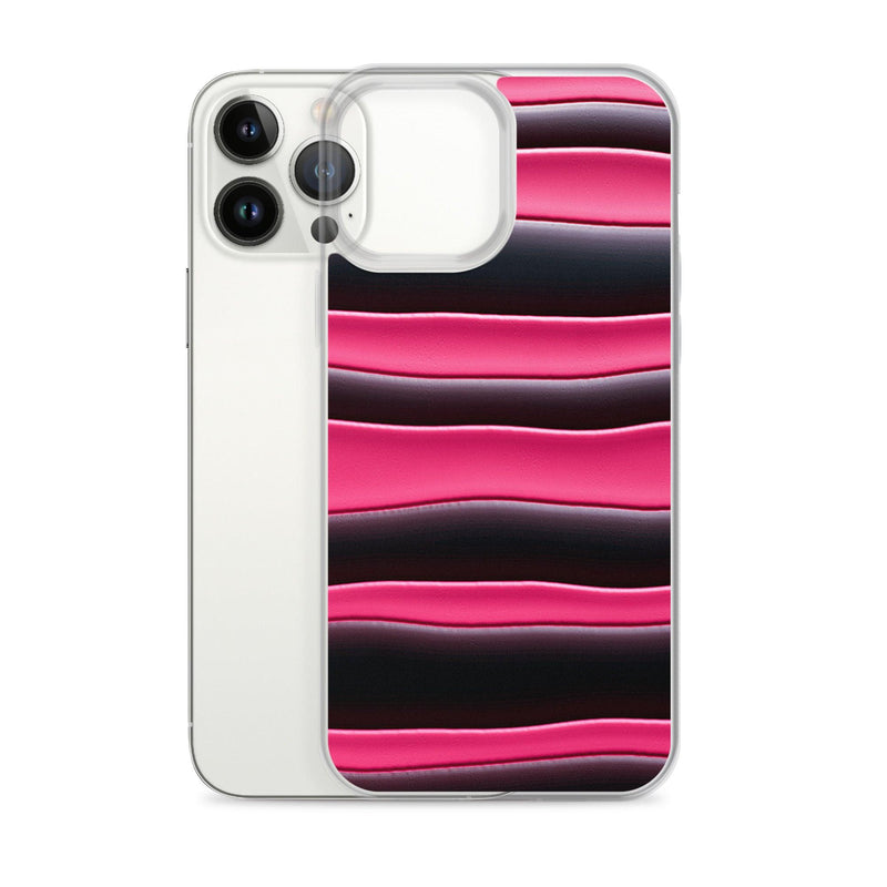 Load image into Gallery viewer, Black Red Pink Blob Striped Style Flexible Clear iPhone Case Bump Resistant Corners CREATIVETECH