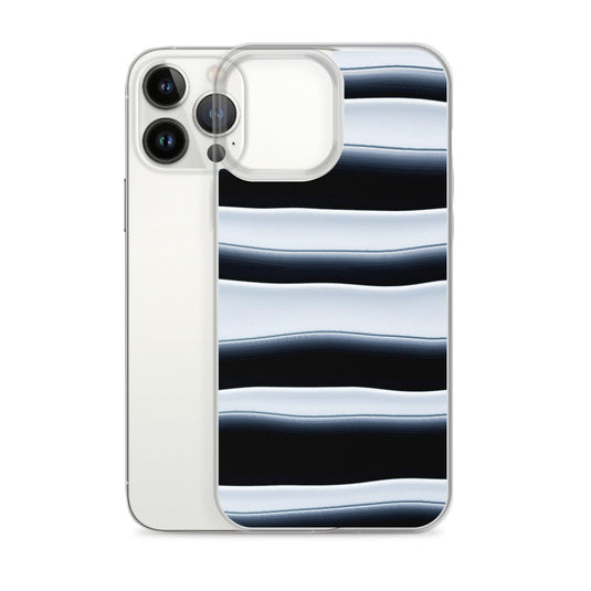 Black White Blob Squishy Style Striped Flexible Clear iPhone Case Bump Resistant Corners CREATIVETECH