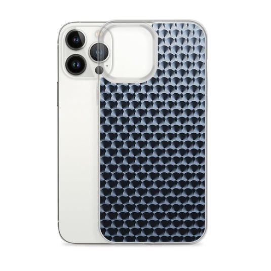 Dark Brushed Metal Circular Pattern Industrial Grid Style Flexible Clear iPhone Case Bump Resistant Corners CREATIVETECH