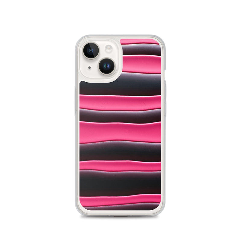 Load image into Gallery viewer, Black Red Pink Blob Striped Style Flexible Clear iPhone Case Bump Resistant Corners CREATIVETECH