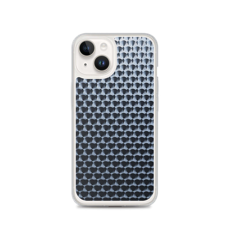 Load image into Gallery viewer, Dark Brushed Metal Circular Pattern Industrial Grid Style Flexible Clear iPhone Case Bump Resistant Corners CREATIVETECH
