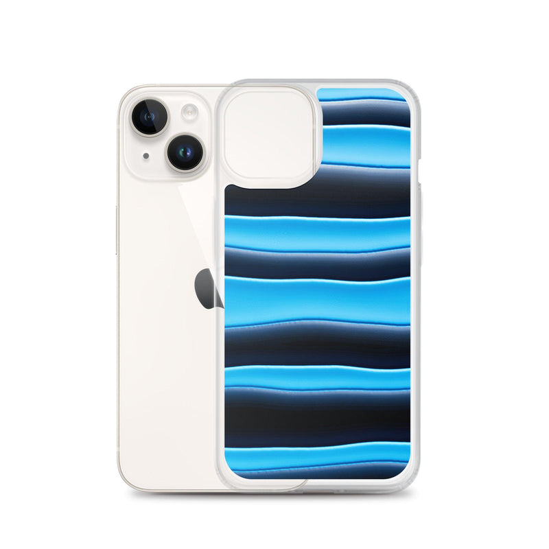 Load image into Gallery viewer, Black Blue Blob Striped Style Flexible Clear iPhone Case Bump Resistant Corners CREATIVETECH