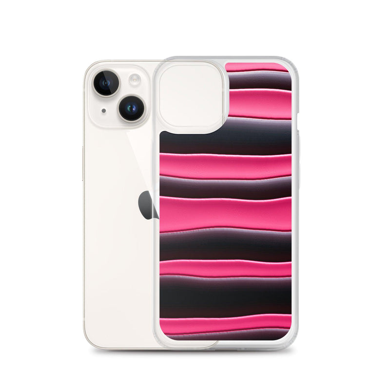Load image into Gallery viewer, Black Red Pink Blob Striped Style Flexible Clear iPhone Case Bump Resistant Corners CREATIVETECH