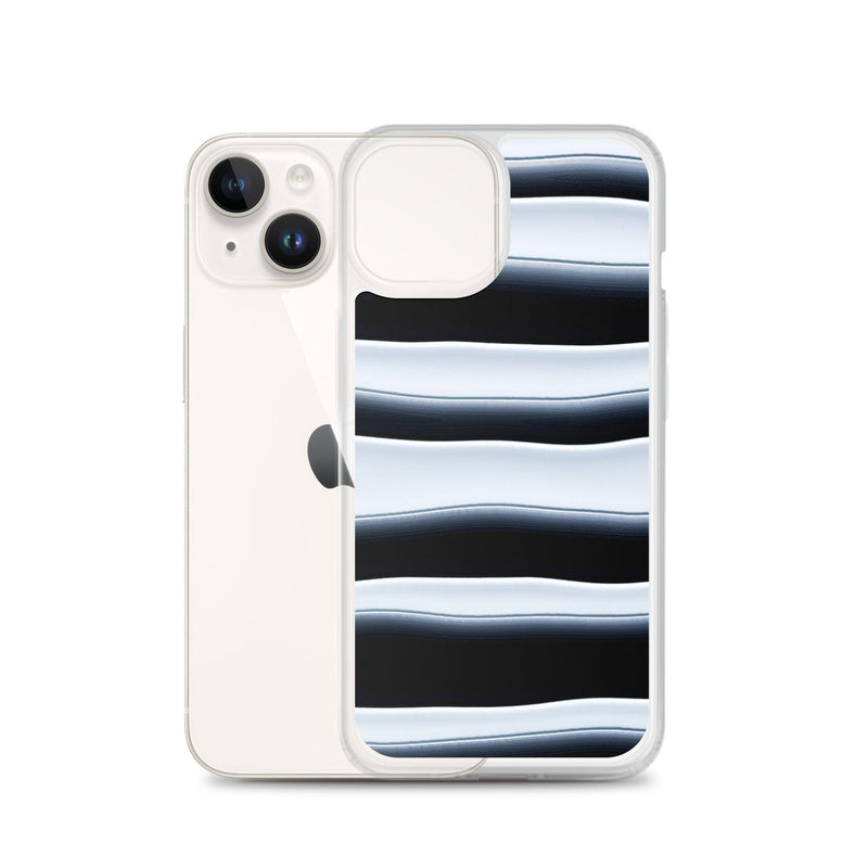Load image into Gallery viewer, Black White Blob Squishy Style Striped Flexible Clear iPhone Case Bump Resistant Corners CREATIVETECH
