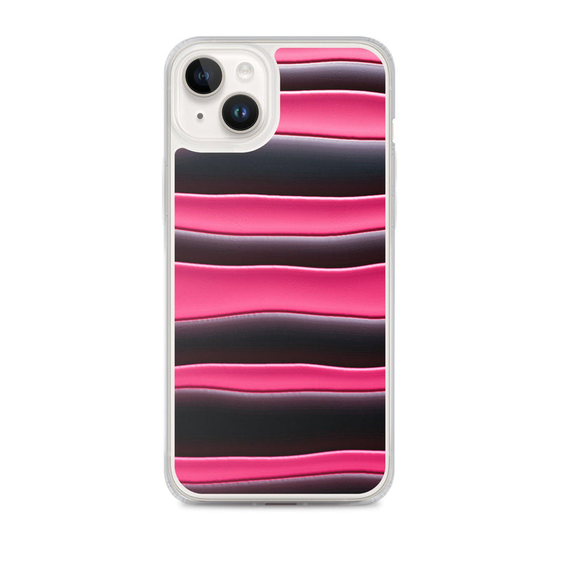 Load image into Gallery viewer, Black Red Pink Blob Striped Style Flexible Clear iPhone Case Bump Resistant Corners CREATIVETECH