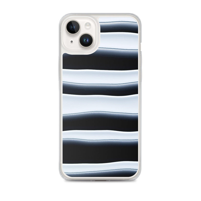 Load image into Gallery viewer, Black White Blob Squishy Style Striped Flexible Clear iPhone Case Bump Resistant Corners CREATIVETECH