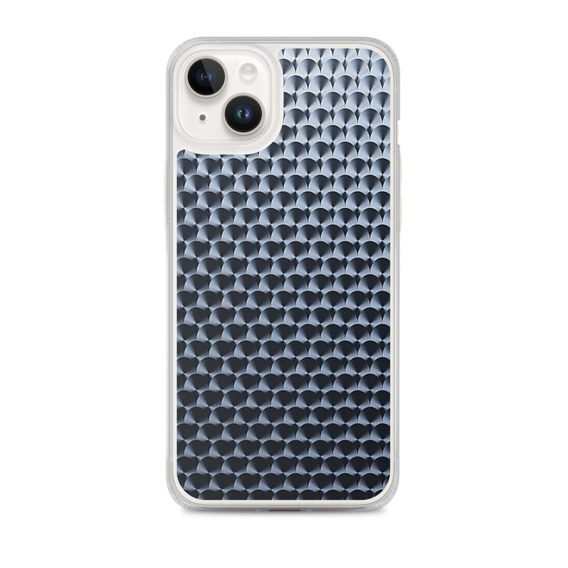 Load image into Gallery viewer, Dark Brushed Metal Circular Pattern Industrial Grid Style Flexible Clear iPhone Case Bump Resistant Corners CREATIVETECH