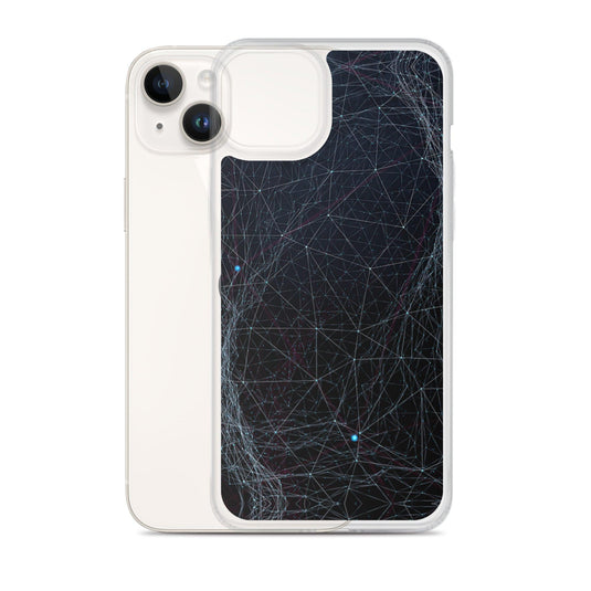 Blue Dark Cyber Polygon Flexible Clear iPhone Case Bump Resistant Corners CREATIVETECH